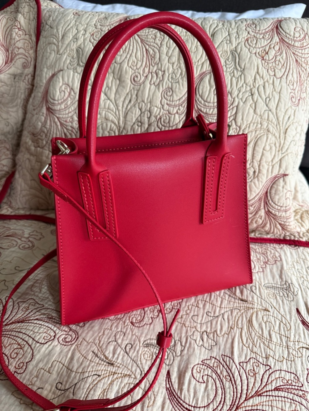 Red Structured Top-Handle Women’s Handbag - Popsewing